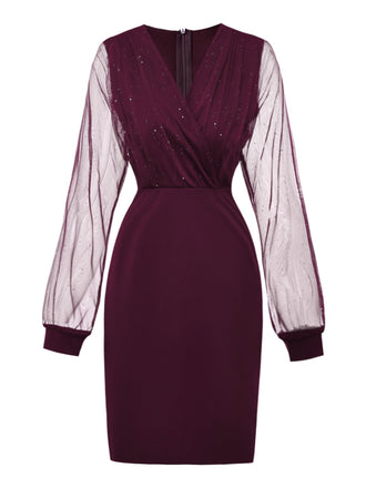 Abito aderente glitter in rete con scollo a V anni '60