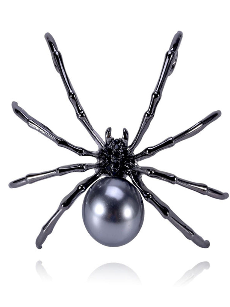 Spilla retrò di perle a forma di ragno di Halloween