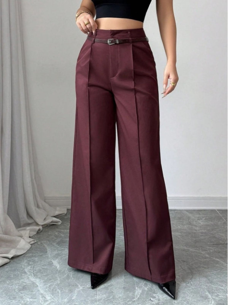 Pantaloni a gamba larga a vita alta bordeaux anni '60