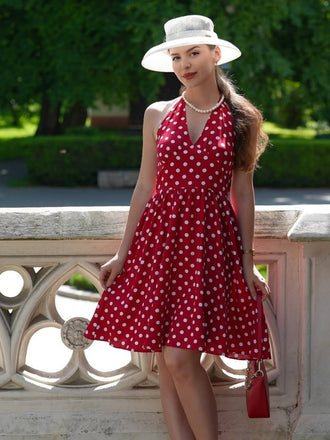 Abito rosso a pois anni '50