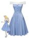Abito da principessa in tulle con spalle scoperte blu anni '50