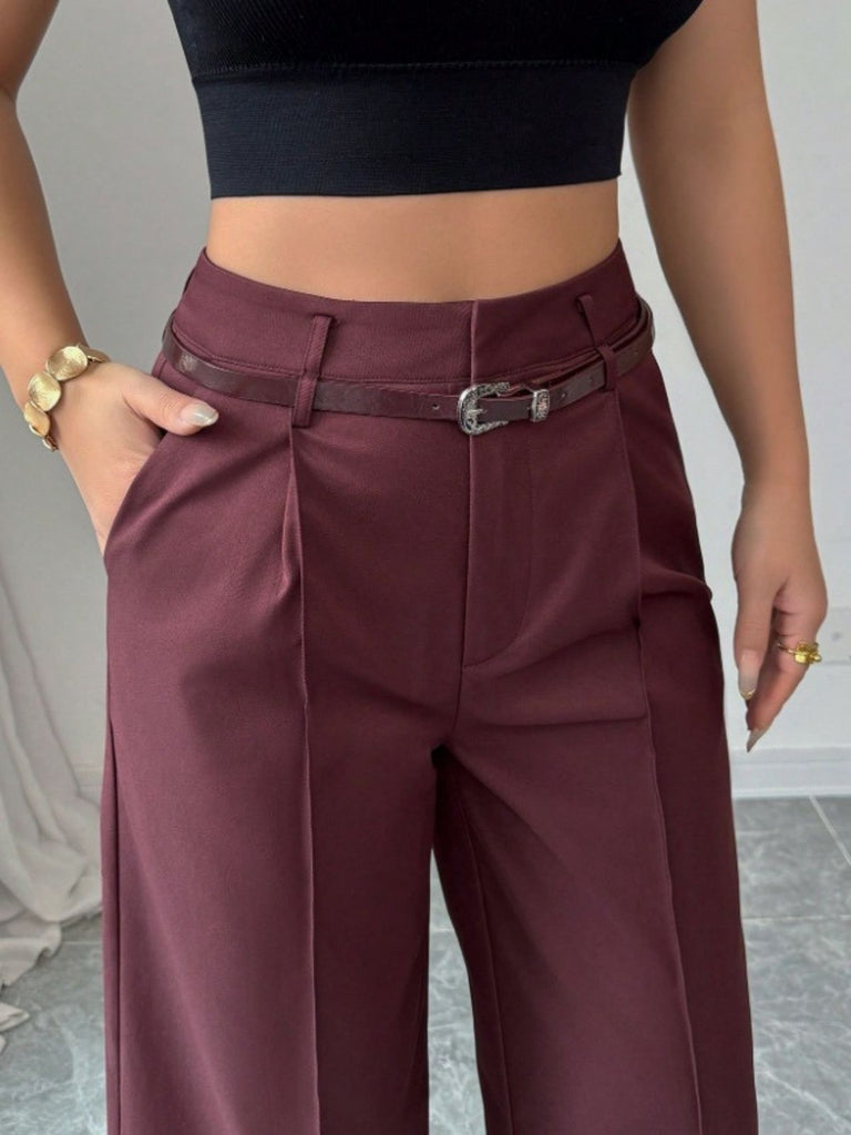 Pantaloni a gamba larga a vita alta bordeaux anni '60
