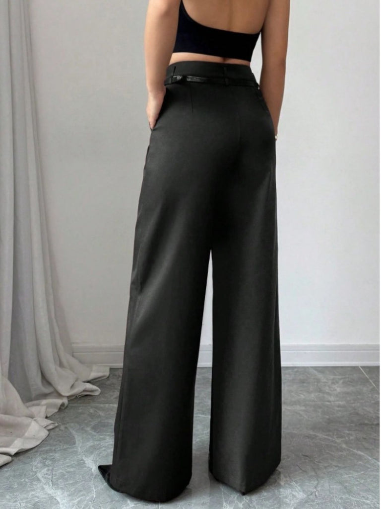 Pantaloni a gamba larga a vita alta bordeaux anni '60