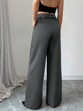 Pantaloni a gamba larga a vita alta bordeaux anni '60