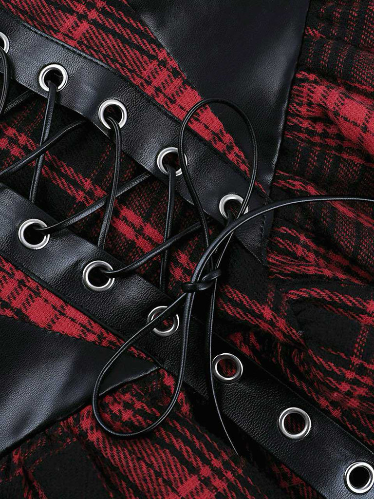 Abito corsetto in pelle quadri punk gotico anni '80