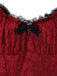 Abito gotico in pizzo e spalle scoperte rosso anni '70