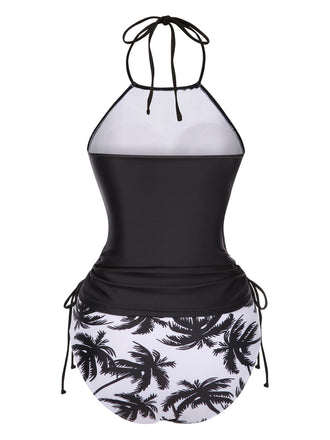 Bikini punk scheletro stampa da spiaggia nero anni '80