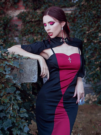 2PCS Abito a sirena e cappotto trasparente Halloween anni '30