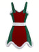 Completo di abiti natalizi in peluche rosso e verde anni '60