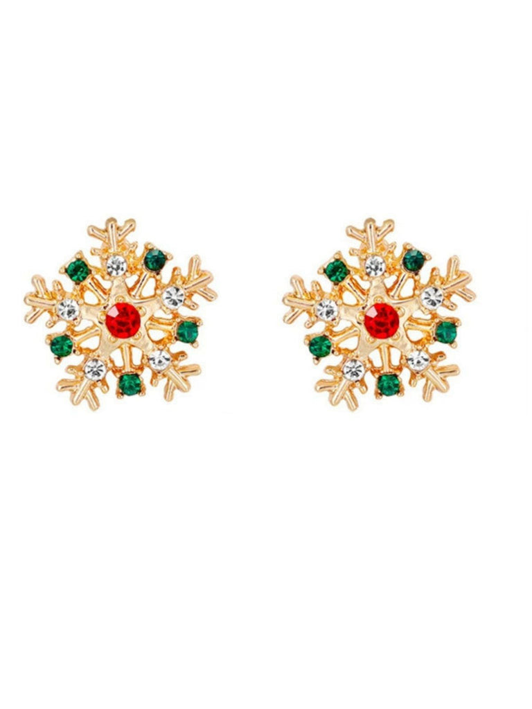 Orecchini vintage con strass e fiocco di neve natalizio