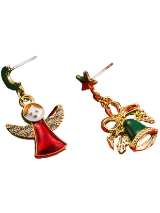 Orecchini pendenti con campanella di Natale e fiocco di neve