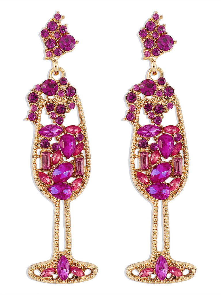 Orecchini con gemme di perle in vetro di champagne