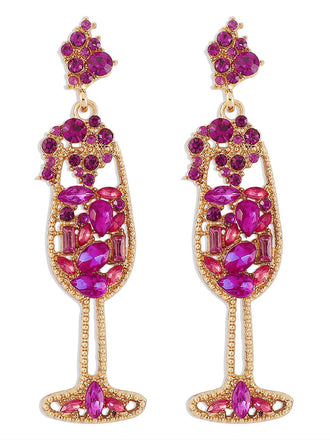 Orecchini con gemme di perle in vetro di champagne