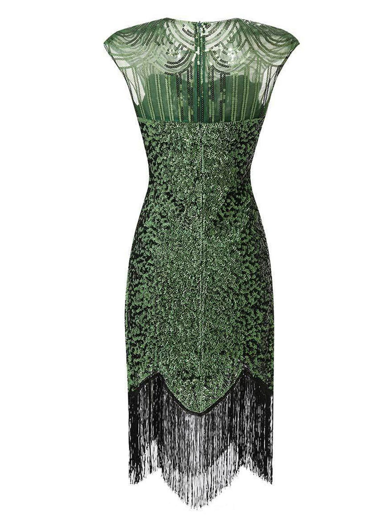 Abito da sera con paillettes e frange e perline anni '20