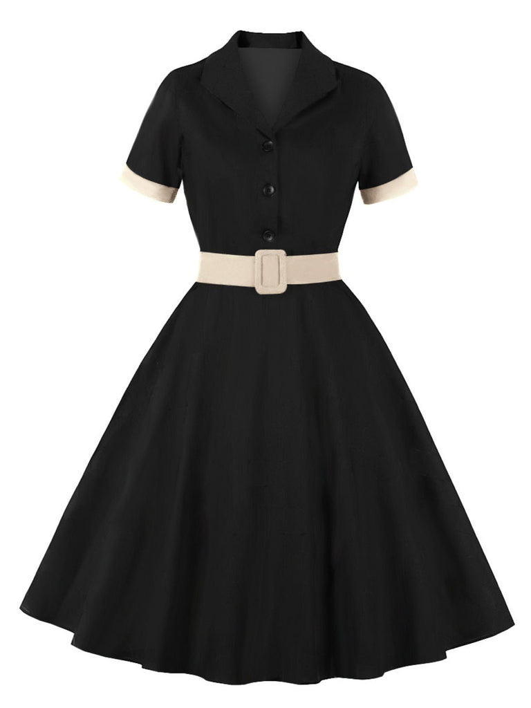Abito plaid con revers a contrasto anni '50
