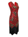 Abito flapper con scollo a V e perline e paillettes anni '20