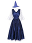 Abito in tulle da strega stellata Halloween blu anni '70