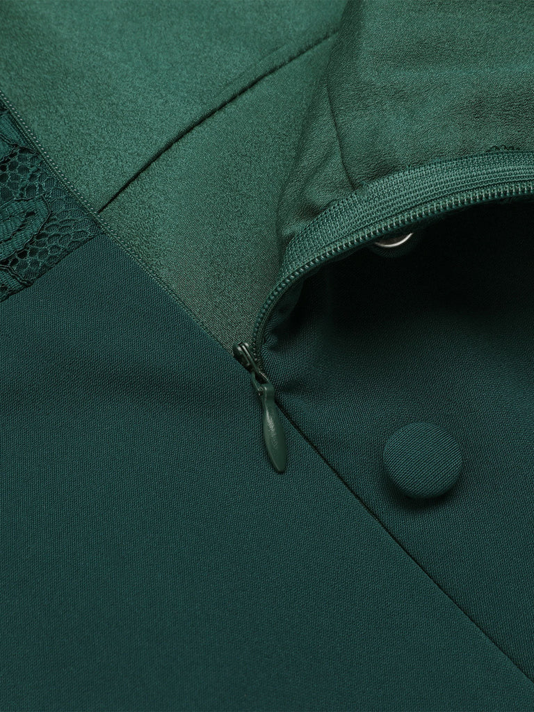 Abito in pizzo spalle scoperte verde scuro anni '60