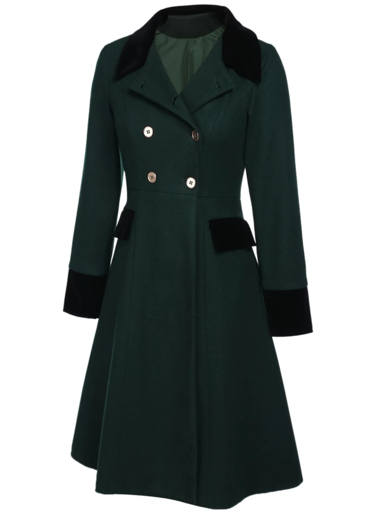 Cappotto con bottoni verde scuro anni '40