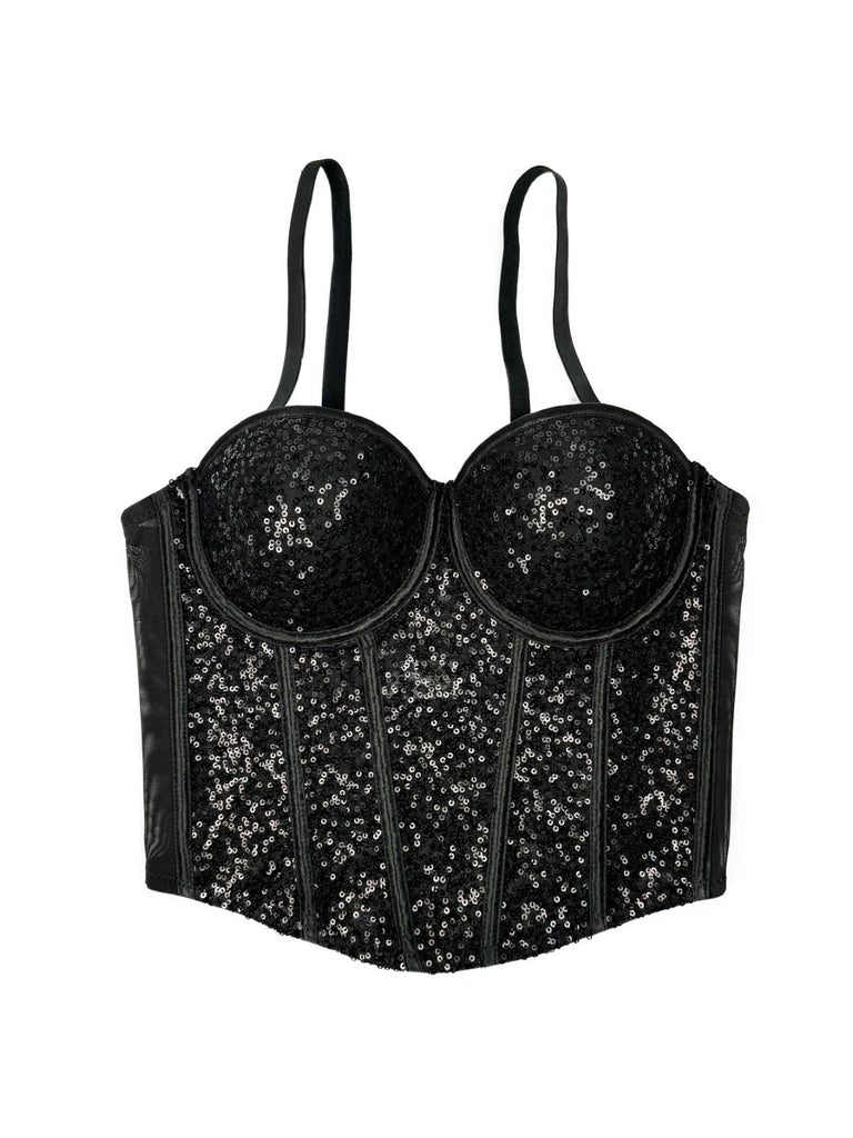 Corsetto punk con paillettes e stecche anni '80