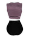 Costume da bagno patchwork a righe rosa anni '70
