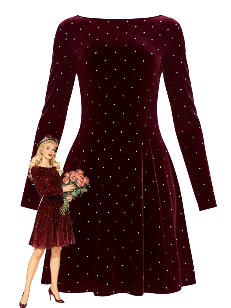 Abito da sera in velluto con strass anni '80