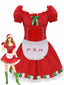 Abito natalizio con fiocco e scollo quadrato con sottoveste anni '70