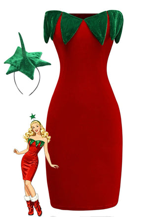 Mini abito a forma di fragola rosso anni '80