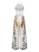 Tuta lunga boho floreale patchwork con lacci bianco anni '70