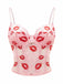 Corsetto in pizzo con stampa di baci San Valentino rosa anni '50