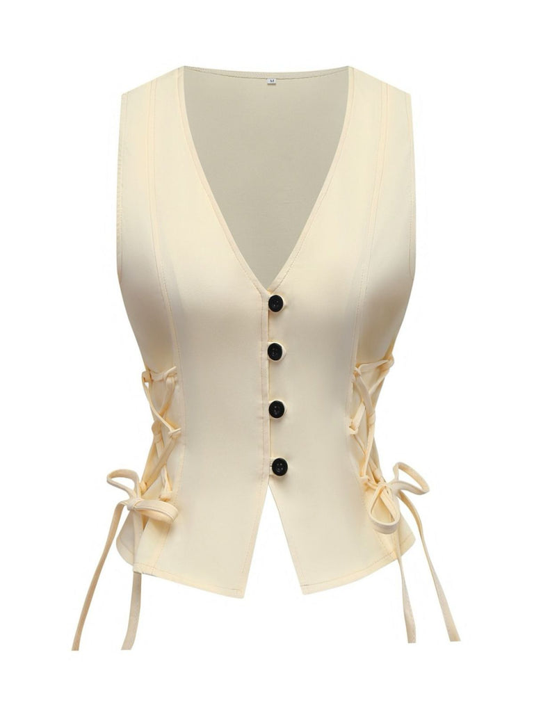Gilet con scollo a V e cintura annodata in vita anni '70