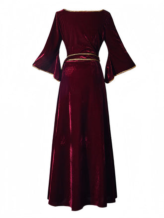 Abito Tangled Mother Gothel in velluto bordeaux anni '30