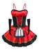 2PCS Mantello da cappuccio con abito corsetto rosso anni '70