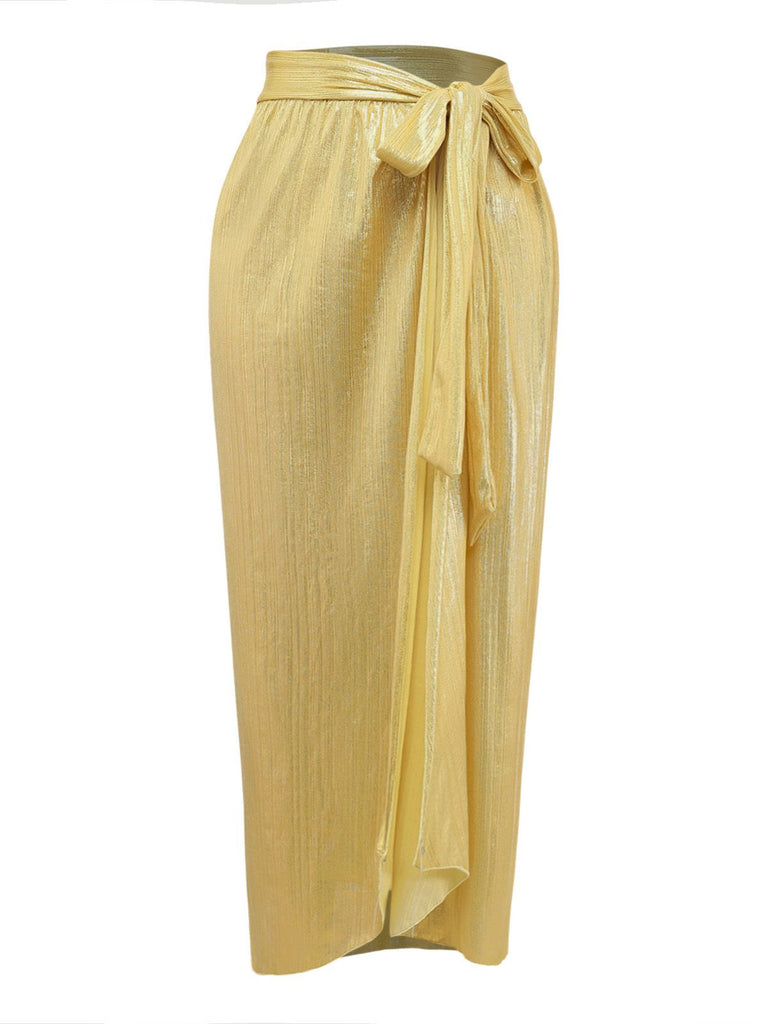 Costumi intero arricciato e copricostume oro anni '80