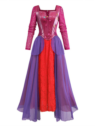 2PCS Top e gonna Hocus Pocus viola in pizzo floreale anni '30