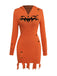Abito in maglia zucca con cappuccio Halloween arancione anni '70
