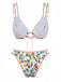 Set Bikini Anni '60 Bianco a Triangolo con Stampa Agrumi