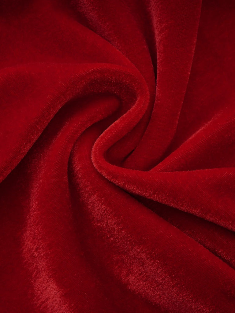 Abito da Babbo Natale in peluche con lacci e spalline rosso anni '70