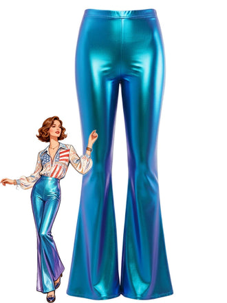 Pantaloni attillati metallizzati laser anni '70