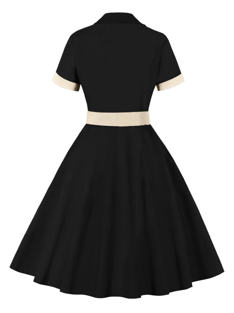 Abito plaid con revers a contrasto anni '50
