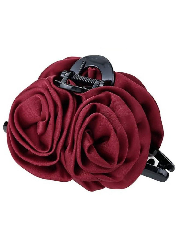 Fermaglio per capelli in raso con rose floreali 3D San Valentino