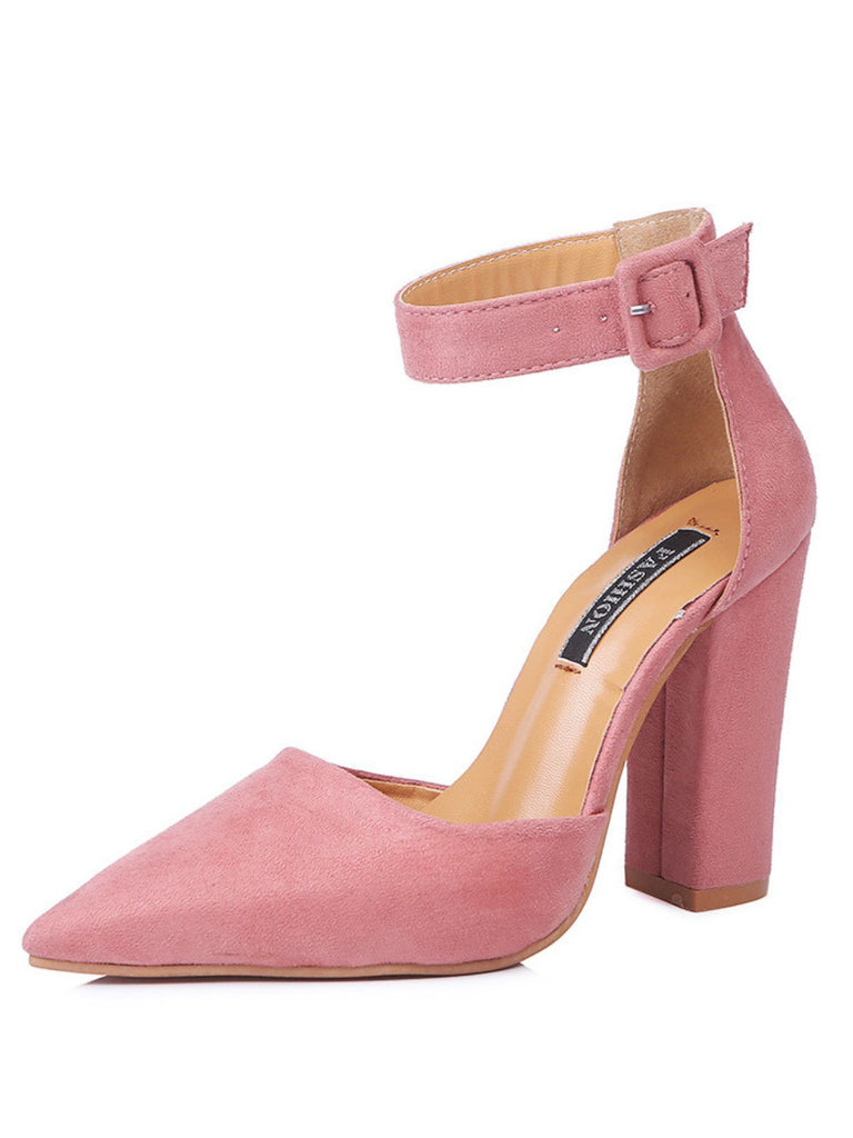 Décolleté con tacco alto cinturino alla caviglia in pelle scamosciata