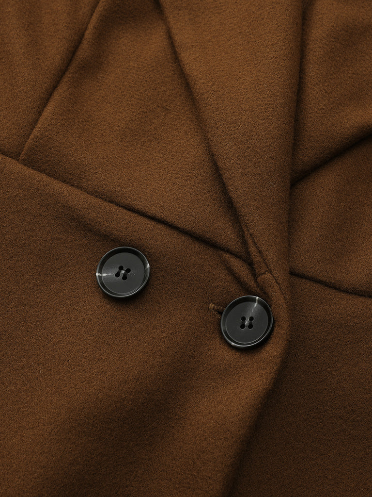 Cappotto a ruota in lana sintetica tinta unita con revers anni '40