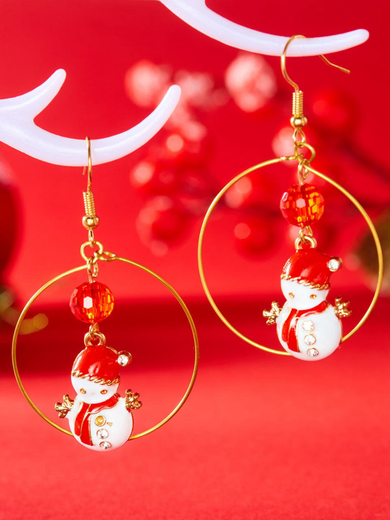 Orecchini a albero di Natale e pupazzo di neve e bastoncino di zucchero