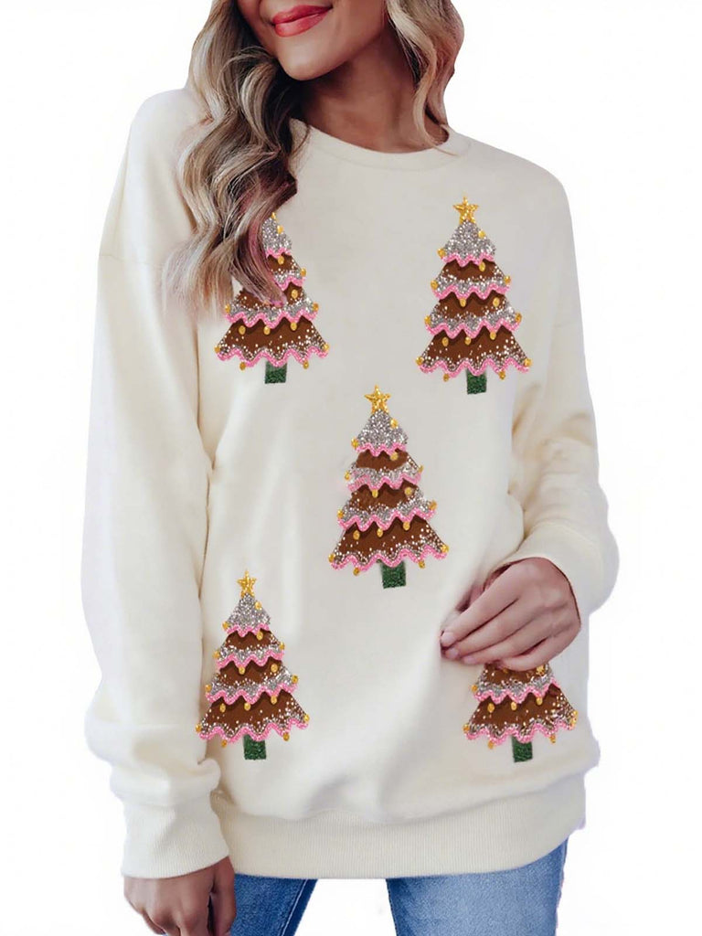 Maglione con paillettes a forma di albero di Natale anni '80