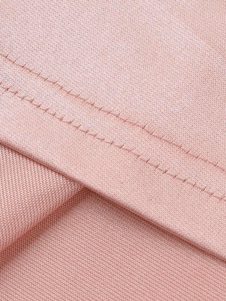 Abito in raso tinta unita con spacchi arricciati rosa anni '30