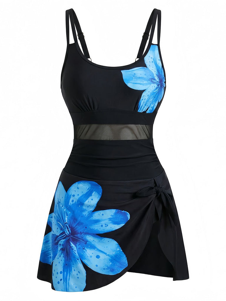 Costumi con Gonna Anni '40 Floreale Scollo Tondo Nodo e Rete