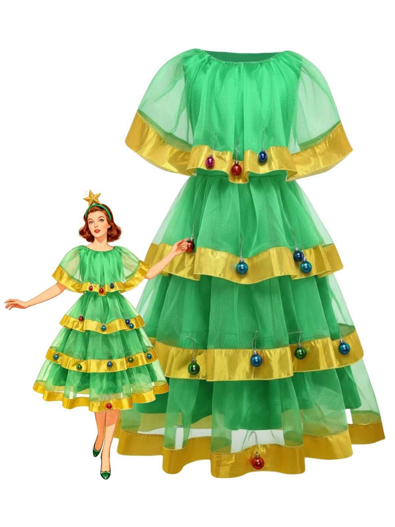Costume da albero di Natale con campanellino verde anni '50