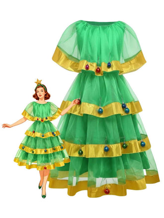 Costume da albero di Natale con campanellino verde anni '50
