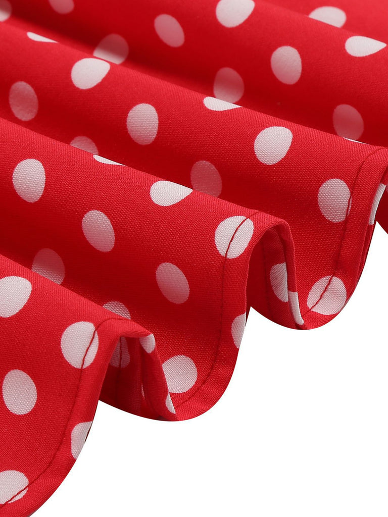 Abito a ruota a pois con fiocco anni '50